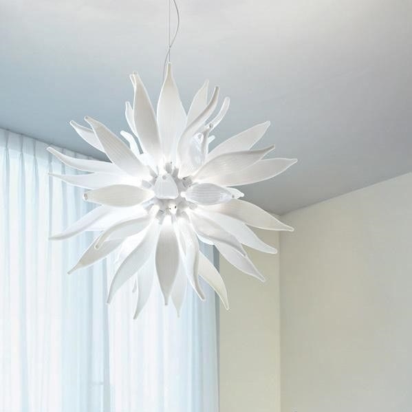 Ideal Lux - Lámpara LED colgante LEAVES 12xG9/3W/230V diá. 80 cm blanco