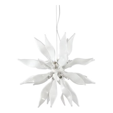 Ideal Lux - Lámpara LED colgante LEAVES 8xG9/3W/230V diá. 63 cm blanco