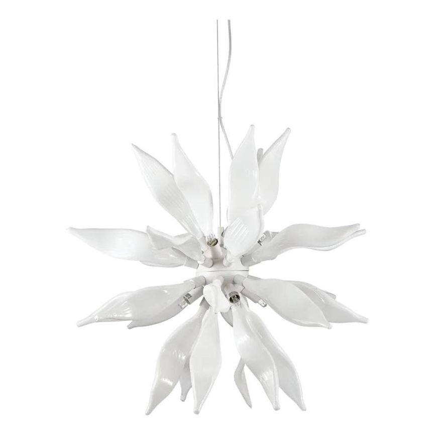 Ideal Lux - Lámpara LED colgante LEAVES 8xG9/3W/230V diá. 63 cm blanco