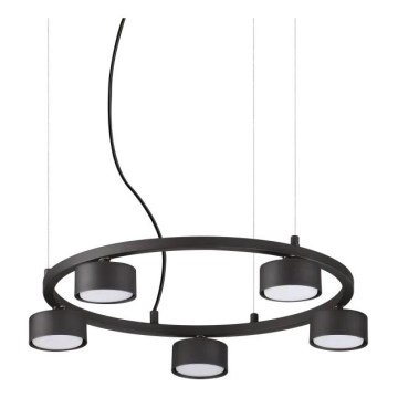 Ideal Lux - Lámpara LED colgante MINOR 5xGX53/9W/230V diá. 50 cm negro