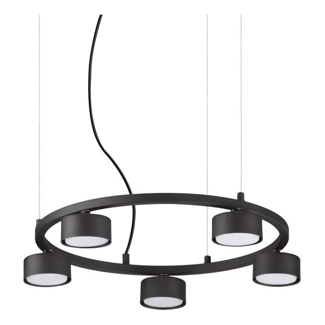 Ideal Lux - Lámpara LED colgante MINOR 5xGX53/9W/230V diá. 50 cm negro