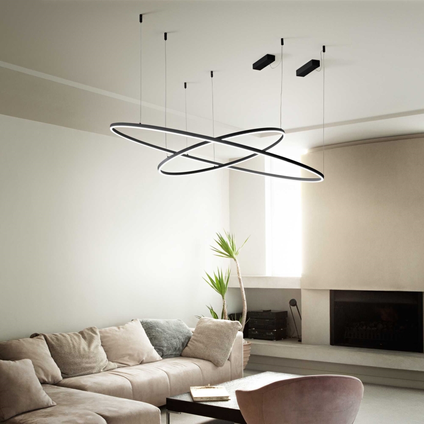 Ideal Lux - Lámpara LED colgante ORACLE LED/89W/230V 3000K diá. 150 cm negro