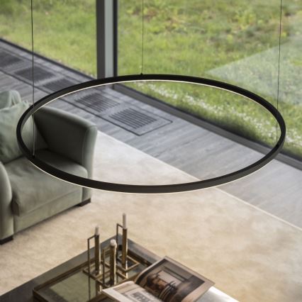 Ideal Lux - Lámpara de araña LED regulable ORACLE SLIM LED/43W/230V 3000K diá. 90 cm negro