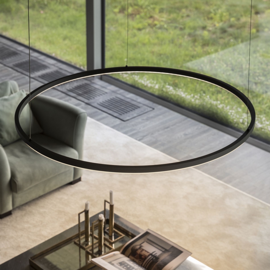 Ideal Lux - Lámpara de araña LED regulable ORACLE SLIM LED/43W/230V 3000K diá. 90 cm negro