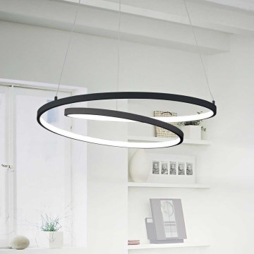 Ideal Lux - Lámpara LED colgante OZ LED/52W/230V diá. 80 cm CRI 90 negro