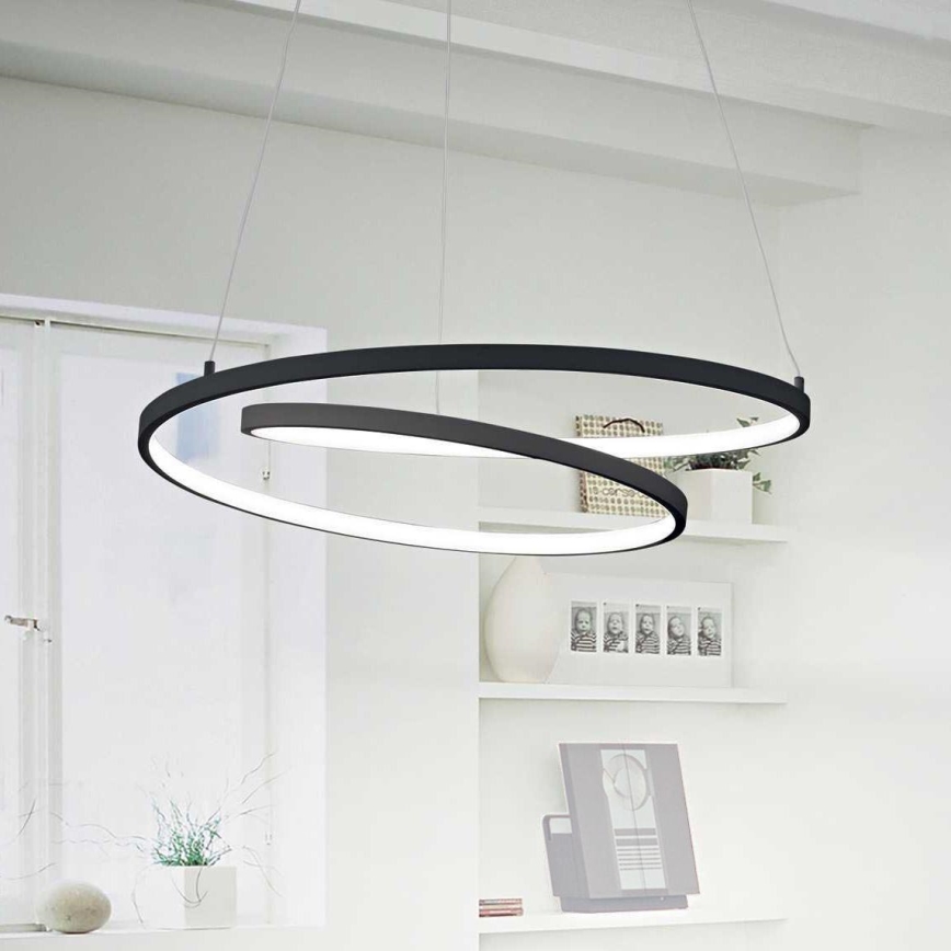 Ideal Lux - Lámpara LED colgante OZ LED/52W/230V diá. 80 cm CRI 90 negro