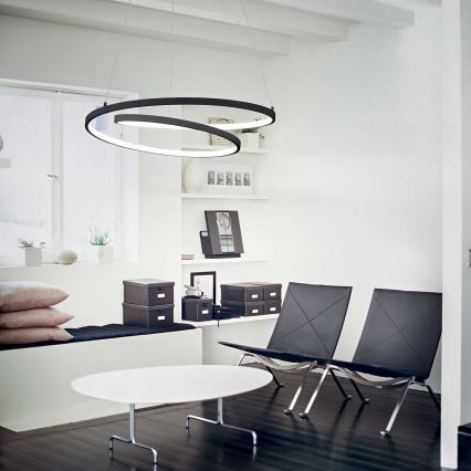 Ideal Lux - Lámpara LED colgante OZ LED/52W/230V diá. 80 cm CRI 90 negro