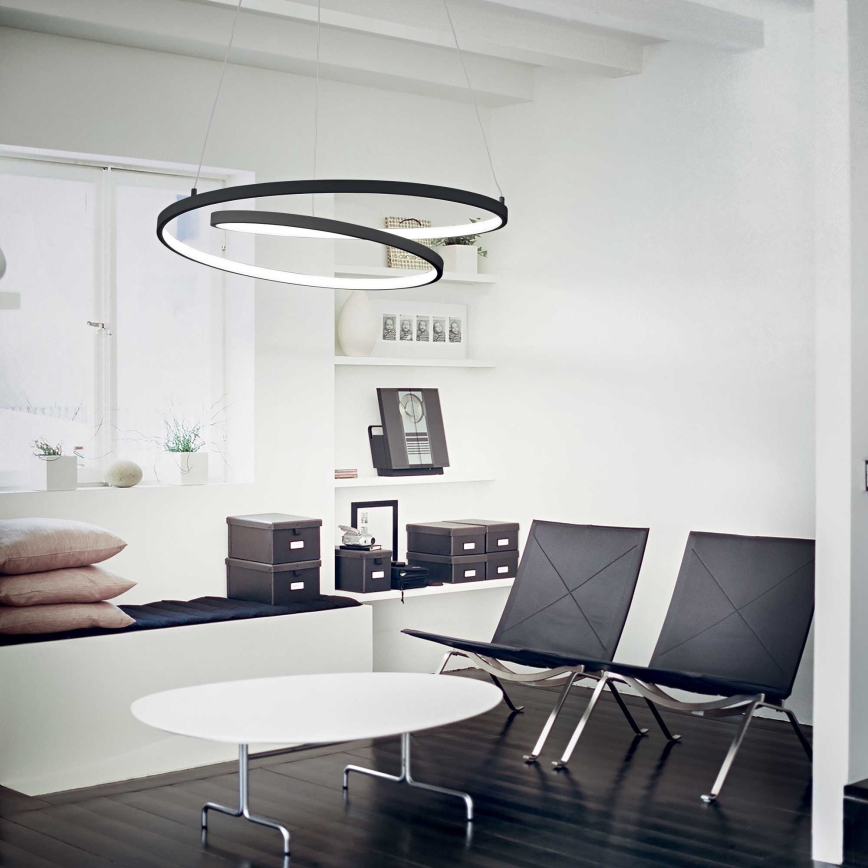 Ideal Lux - Lámpara LED colgante OZ LED/52W/230V diá. 80 cm CRI 90 negro