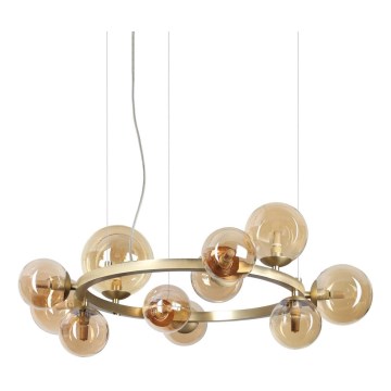 Ideal Lux - Lámpara LED colgante PERLAGE 11xG9/3W/230V diá. 73 cm dorado/ahumado