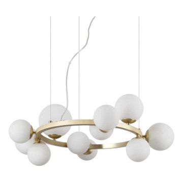 Ideal Lux - Lámpara LED colgante PERLAGE 11xG9/3W/230V diá. 73 cm dorado/blanco
