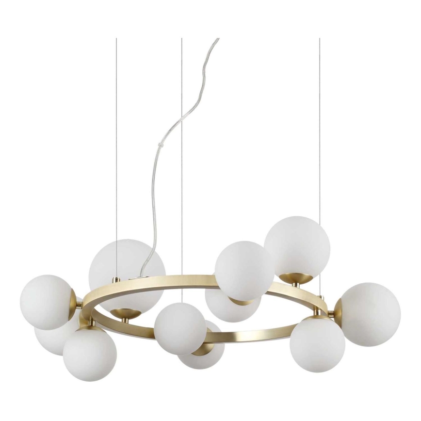 Ideal Lux - Lámpara LED colgante PERLAGE 11xG9/3W/230V diá. 73 cm dorado/blanco
