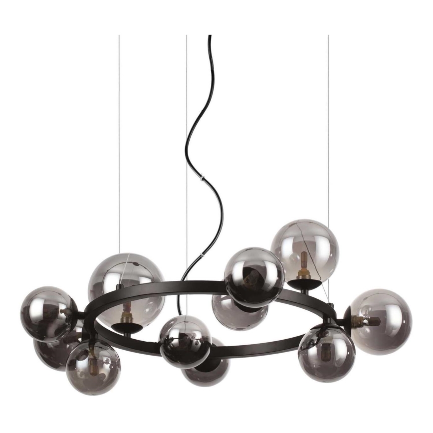Ideal Lux - Lámpara LED colgante PERLAGE 11xG9/3W/230V diá. 73 cm negro/ahumado