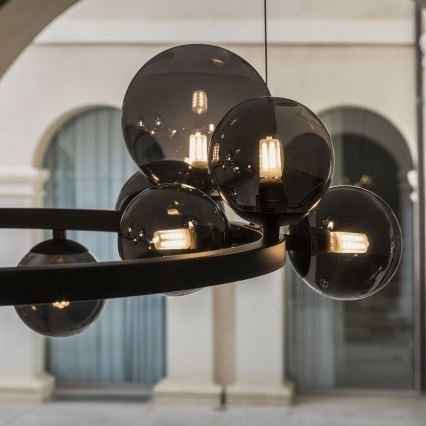 Ideal Lux - Lámpara LED colgante PERLAGE 11xG9/3W/230V diá. 73 cm negro/ahumado