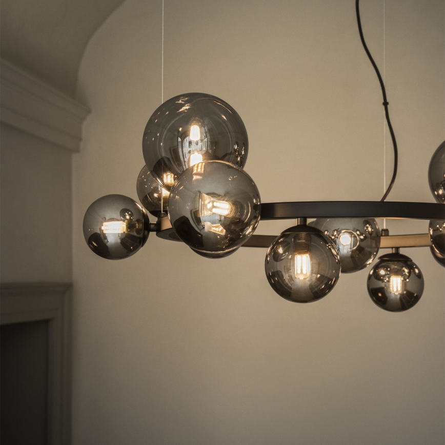 Ideal Lux - Lámpara LED colgante PERLAGE 11xG9/3W/230V diá. 73 cm negro/ahumado