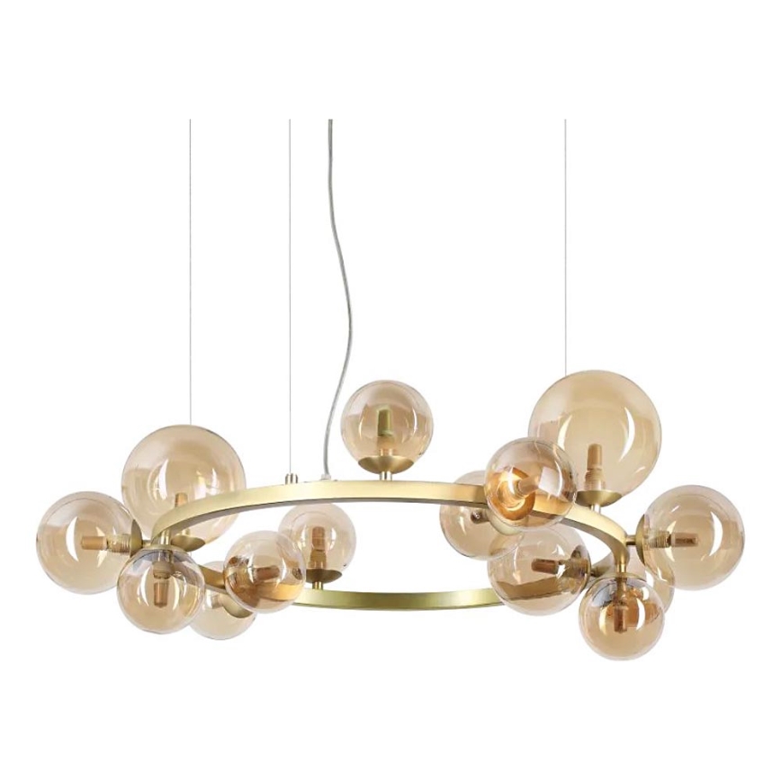 Ideal Lux - Lámpara LED colgante PERLAGE 14xG9/3W/230V diá. 85 cm dorado/ahumado