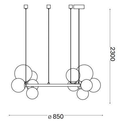 Ideal Lux - Lámpara LED colgante PERLAGE 14xG9/3W/230V diá. 85 cm dorado/blanco