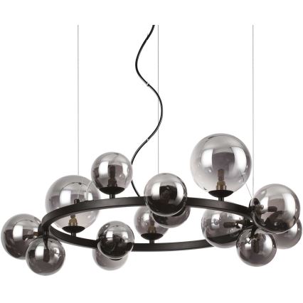 Ideal Lux - Lámpara LED colgante PERLAGE 14xG9/3W/230V diá. 85 cm negro/ahumado