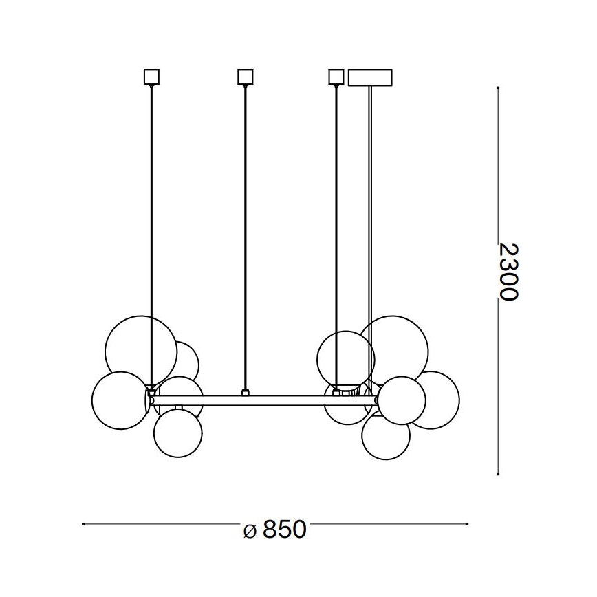 Ideal Lux - Lámpara LED colgante PERLAGE 14xG9/3W/230V diá. 85 cm negro/ahumado
