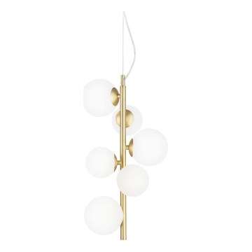 Ideal Lux - Lámpara LED colgante PERLAGE 6xG9/3W/230V diá. 26 cm dorado/blanco