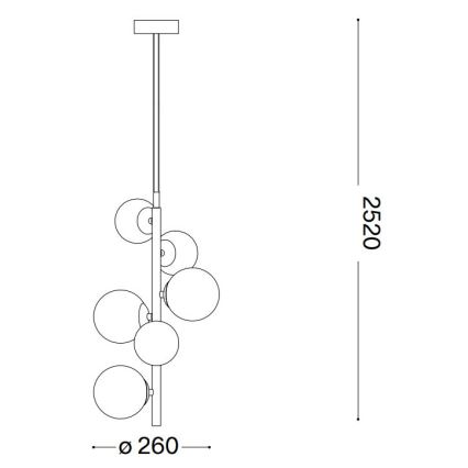 Ideal Lux - Lámpara LED colgante PERLAGE 6xG9/3W/230V diá. 26 cm dorado/blanco