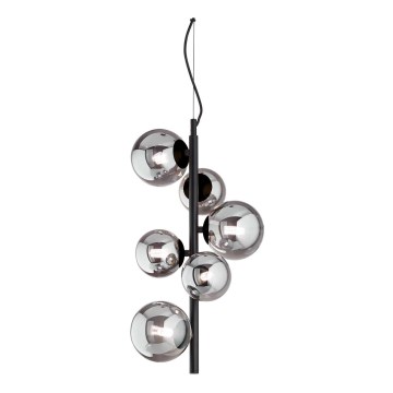 Ideal Lux - Lámpara LED colgante PERLAGE 6xG9/3W/230V diá. 26 cm negro/ahumado