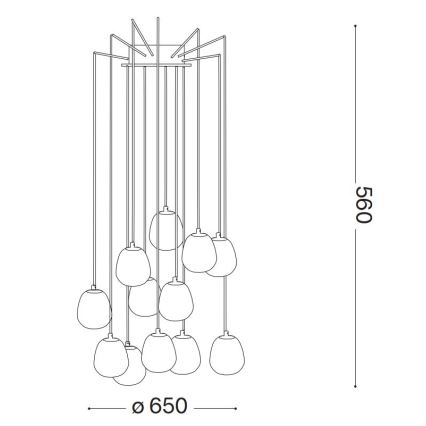 Ideal Lux - Lámpara LED colgante RHAPSODY 12xG9/3W/230V latón