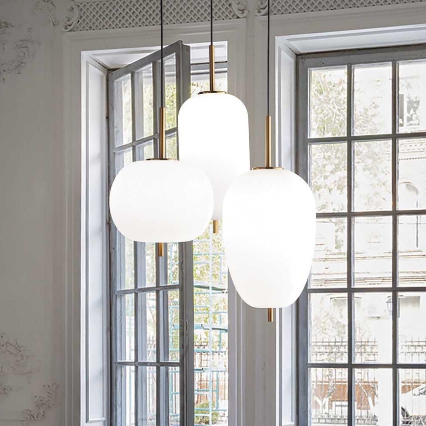 Ideal Lux - Lámpara LED colgante UMILE LED/55W/230V diá. 60 cm CRI 90 latón/blanco