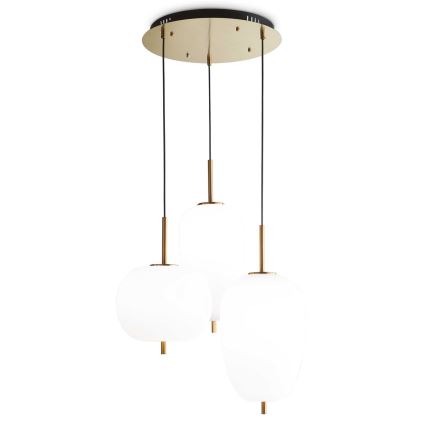 Ideal Lux - Lámpara LED colgante UMILE LED/55W/230V diá. 60 cm CRI 90 latón/blanco