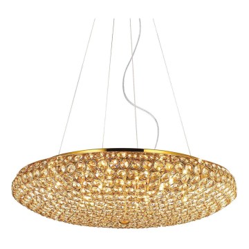 Ideal Lux - Lámpara LED de cristal colgante KING 12xG9/3W/230V diá. 65 cm dorado