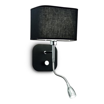 Ideal Lux - Lámpara LED flexible 1xE14/40W/230V + LED/1W/230V negro