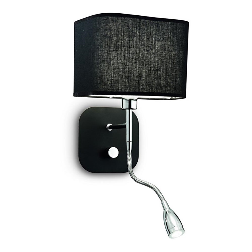 Ideal Lux - Lámpara LED flexible 1xE14/40W/230V + LED/1W/230V negro