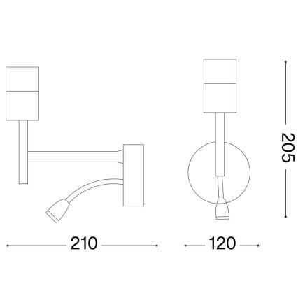 Ideal Lux - Lámpara LED flexible con soporte SET UP 1xE27/42W + LED/3W/230V CRI 90 USB negro