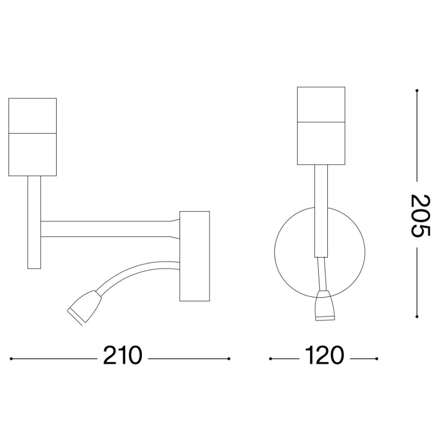 Ideal Lux - Lámpara LED flexible con soporte SET UP 1xE27/42W + LED/3W/230V CRI 90 USB negro