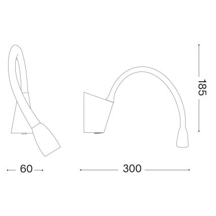 Ideal Lux - Lámpara pequeña LED flexible GOOSE LED/3W/230V CRI 90 negro