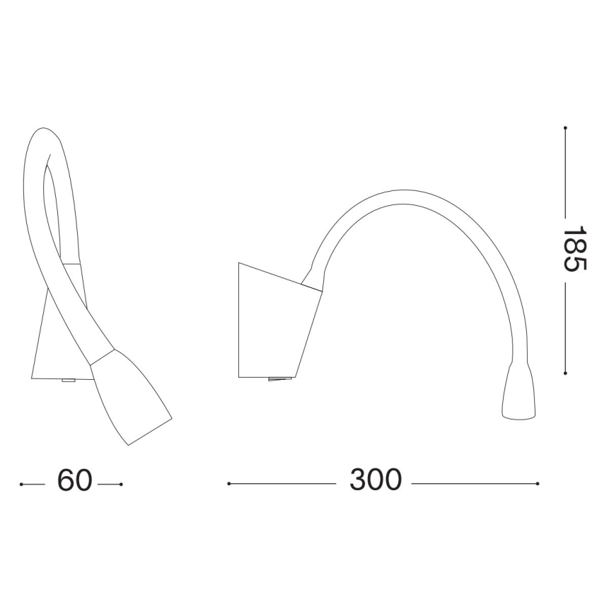 Ideal Lux - Lámpara pequeña LED flexible GOOSE LED/3W/230V CRI 90 negro