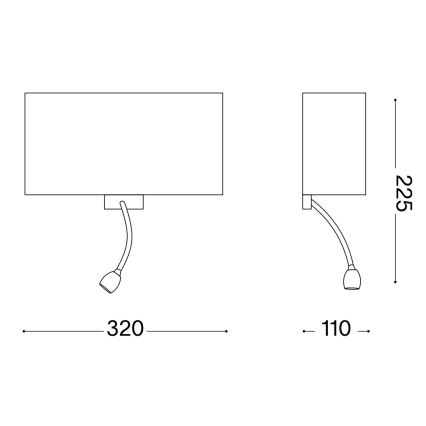 Ideal Lux - LED Aplique flexible HOTEL 1xE27/60W/230V + LED/1,5W blanco