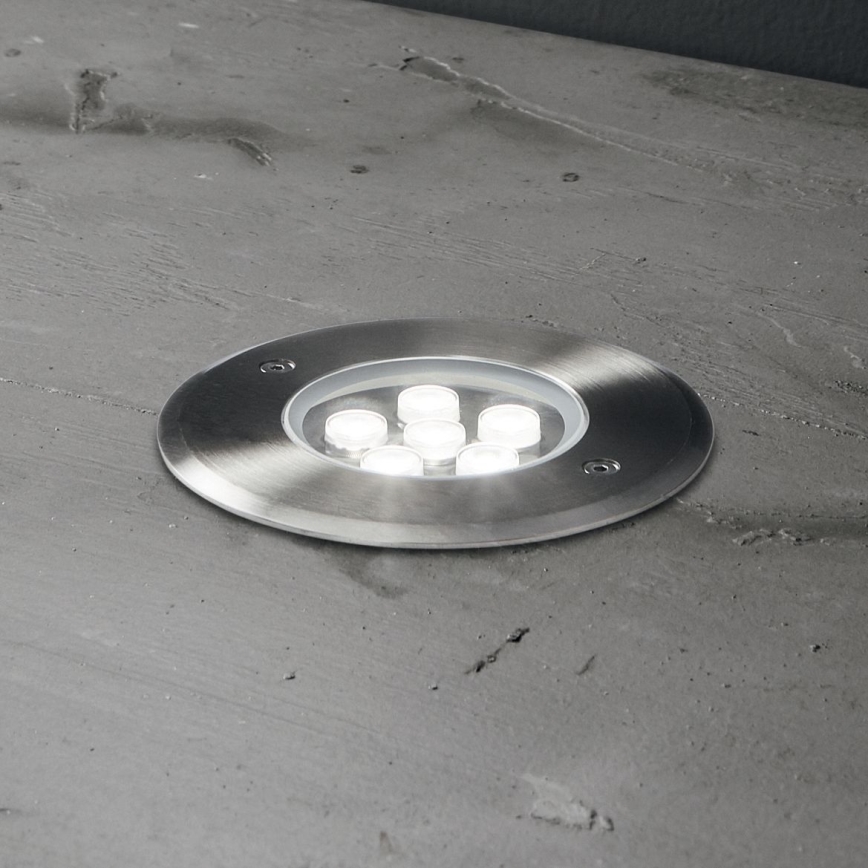 Ideal Lux - LED Lámpara empotrable de suelo FLOOR LED/6W/230V diá. 12 cm CRI 90 IP67 cromo brillante