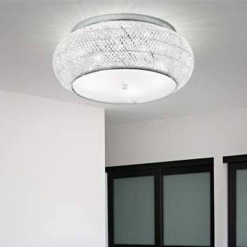Ideal Lux - Plafón de cristal PASHA 10xE14/40W/230V diá. 55 cromo brillante
