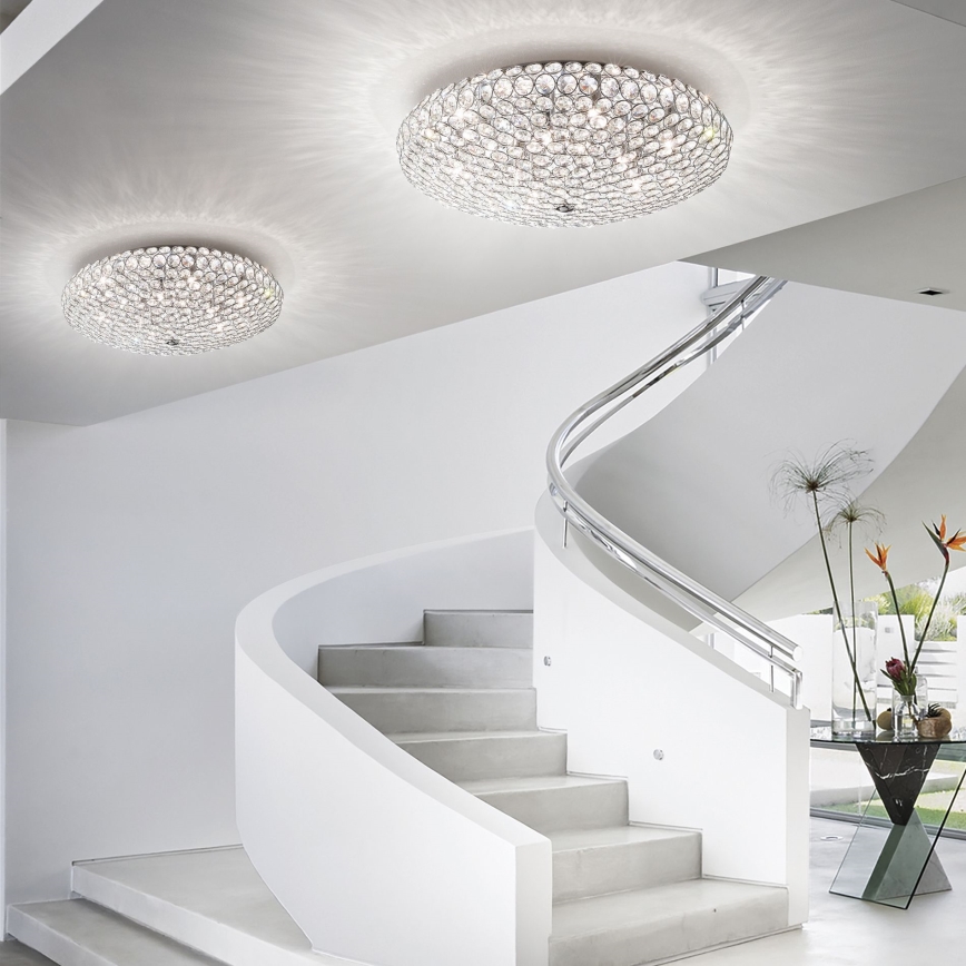 Ideal Lux - Plafón LED de cristal KING 5xG9/3W/230V diá. 38 cm cromo brillante
