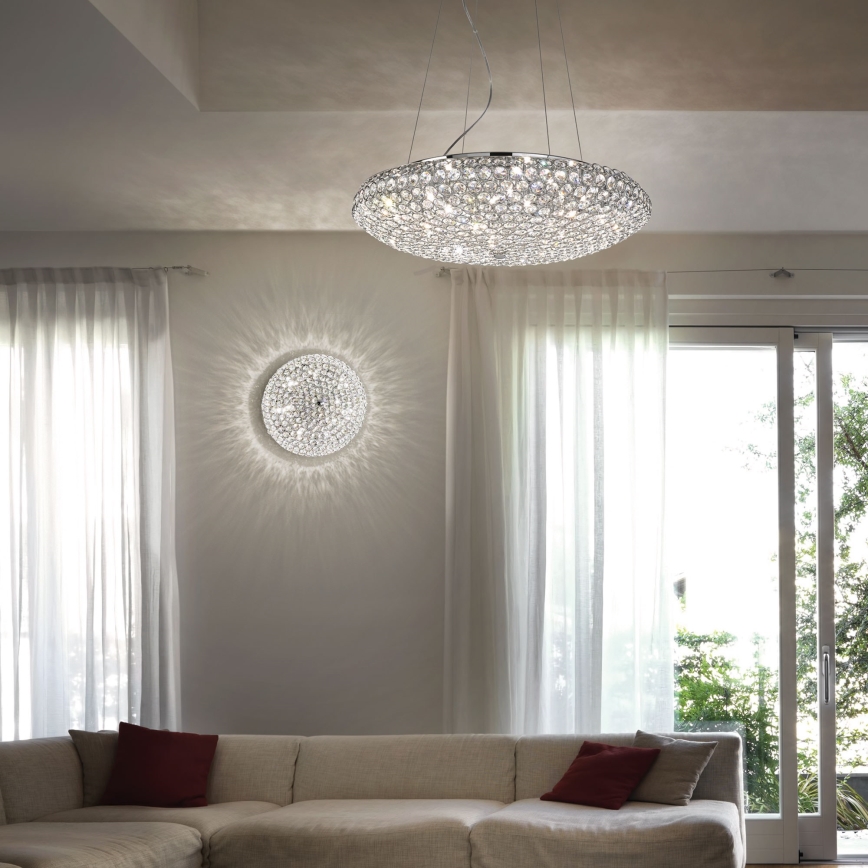 Ideal Lux - Plafón LED de cristal KING 9xG9/3W/230V diá. 53,5 cm cromo brillante