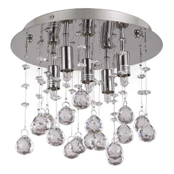 Ideal Lux - Plafón LED de cristal MOONLIGHT 5xG9/3W/230V diá. 26 cm cromo brillante