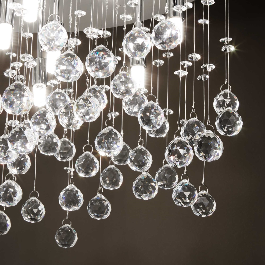 Ideal Lux - Plafón LED de cristal MOONLIGHT 5xG9/3W/230V diá. 26 cm cromo brillante