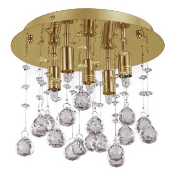 Ideal Lux - Plafón LED de cristal MOONLIGHT 5xG9/3W/230V diá. 26 cm dorado
