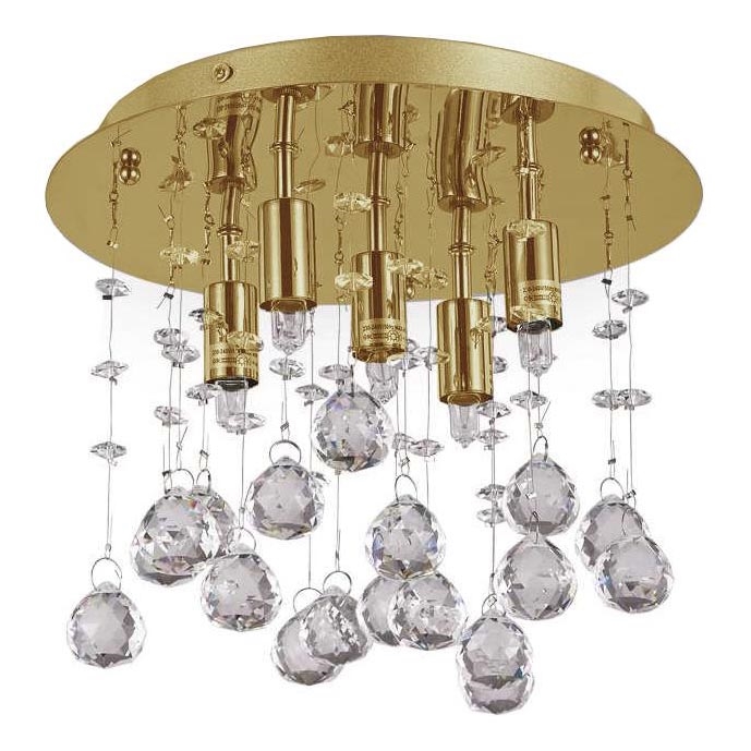 Ideal Lux - Plafón LED de cristal MOONLIGHT 5xG9/3W/230V diá. 26 cm dorado
