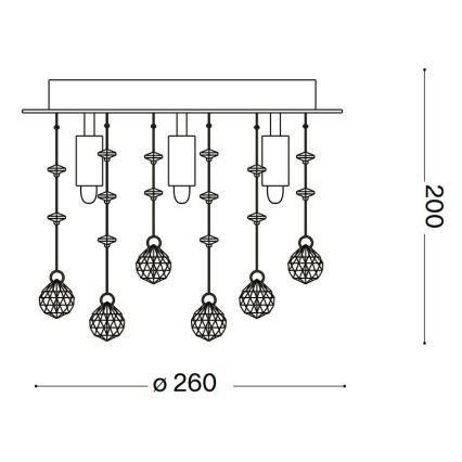 Ideal Lux - Plafón LED de cristal MOONLIGHT 5xG9/3W/230V diá. 26 cm dorado