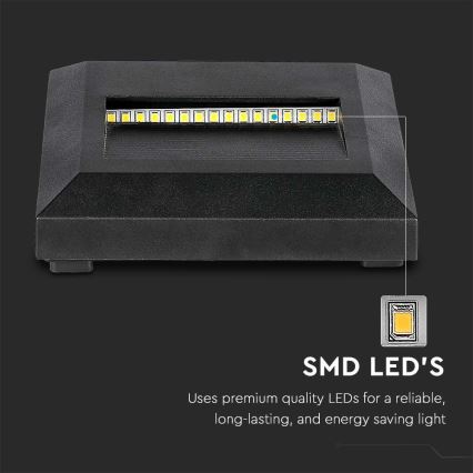 Iluminación de escalera LED exterior LED/2W/230V IP65 4000K negro