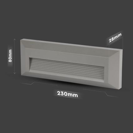 Iluminación de escalera LED exterior LED/3W/230V 4000K IP65 gris