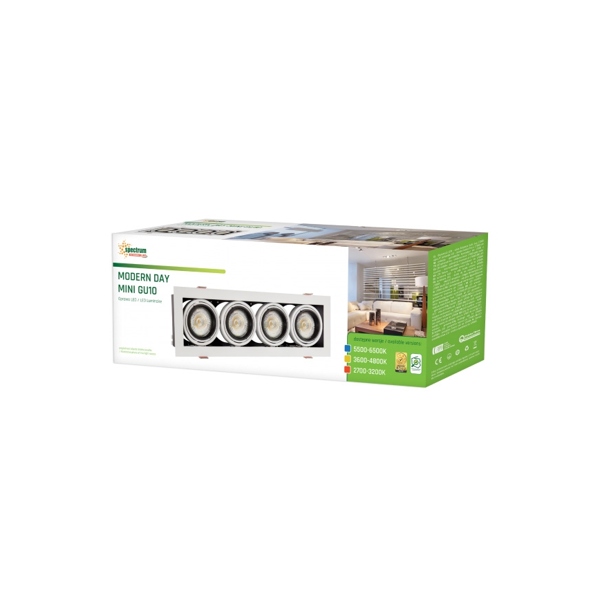 Iluminación empotrable de techo MODERN DAY MINI 4xGU10/10W/230V