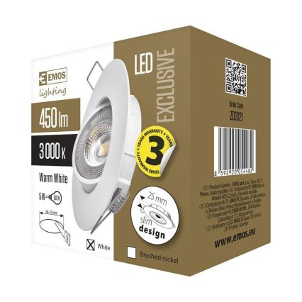 Iluminación LED empotrada de techo EXCLUSIVE 1xLED/5W/230V 3000 K blanco