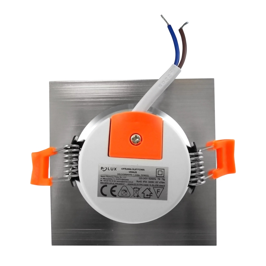 Iluminación LED empotrada de techo VENUS LED/7W/230V plateado rectangular